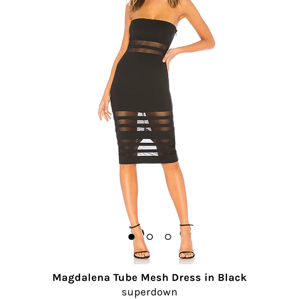 Superdown, Strapless Magdalena tube mesh dress in black